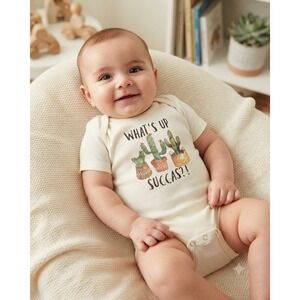 Laughing Giraffe Baby White Cactus Succulent Graphic Bodysuit 12-18M Pun Humor